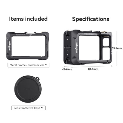 For DJI OSMO Action 5 Pro / 4 / 3 aMagisn Metal Rabbit Cage Protection Frame With Len Cap(Black) - Protection Frame by aMagisn | Online Shopping UK | buy2fix