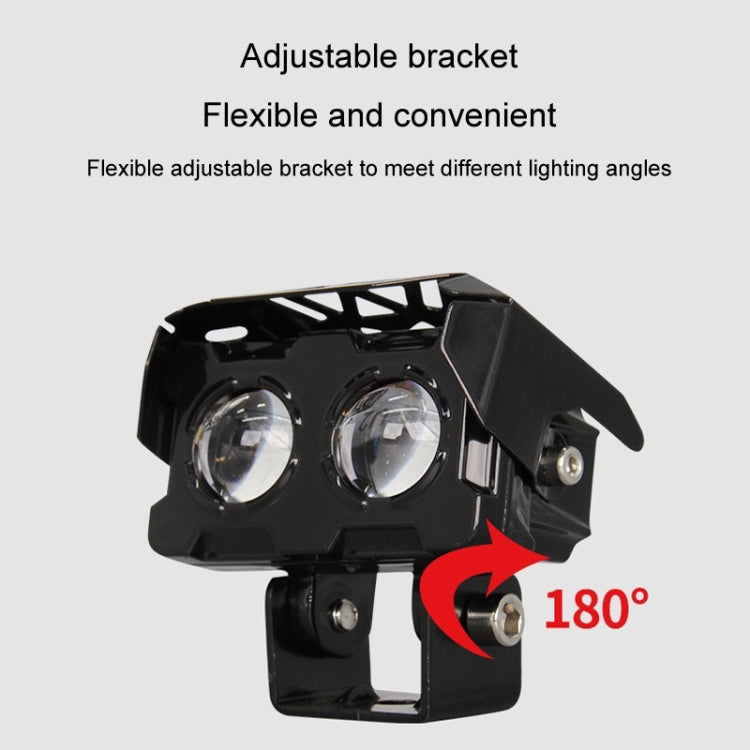 12W Motorcycle Spotlight High Bright Two Color Modified External Waterproof LED Lens Headlight(Flashing - 2 Wire) - Headlights by buy2fix | Online Shopping UK | buy2fix