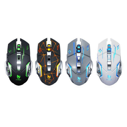 T-WOLF Q13 2.4GHz 6-keys RGB Colorful Light Gaming Wireless Mouse, Color: Single Mode Gray - Wireless Mice by T-WOLF | Online Shopping UK | buy2fix