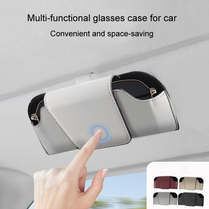 Car Eyeglasses Case Sun Visor Back Clip Sunglasses Organizer Multi-function Leather Sunglasses Clip(Gray) - Sunglasses & Glasses Clips by buy2fix | Online Shopping UK | buy2fix