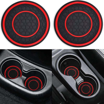 2pcs / Set Universal Car Center Control Anti-Slip Dustproof Coasters(Red Line) - Car Anti-Slip Mats by buy2fix | Online Shopping UK | buy2fix