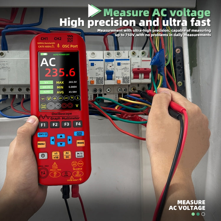 BSIDE O9 Digital Handheld Dual Channel 50MHz Oscilloscope Signal Source Multimeter, Spec: With Single Oscilloscope Probe (Red) - Digital Multimeter by BSIDE | Online Shopping UK | buy2fix