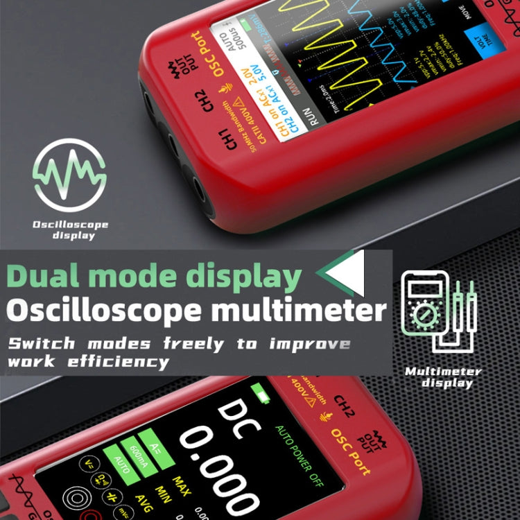 BSIDE O9 Digital Handheld Dual Channel 50MHz Oscilloscope Signal Source Multimeter, Spec: With Single Oscilloscope Probe (Red) - Digital Multimeter by BSIDE | Online Shopping UK | buy2fix