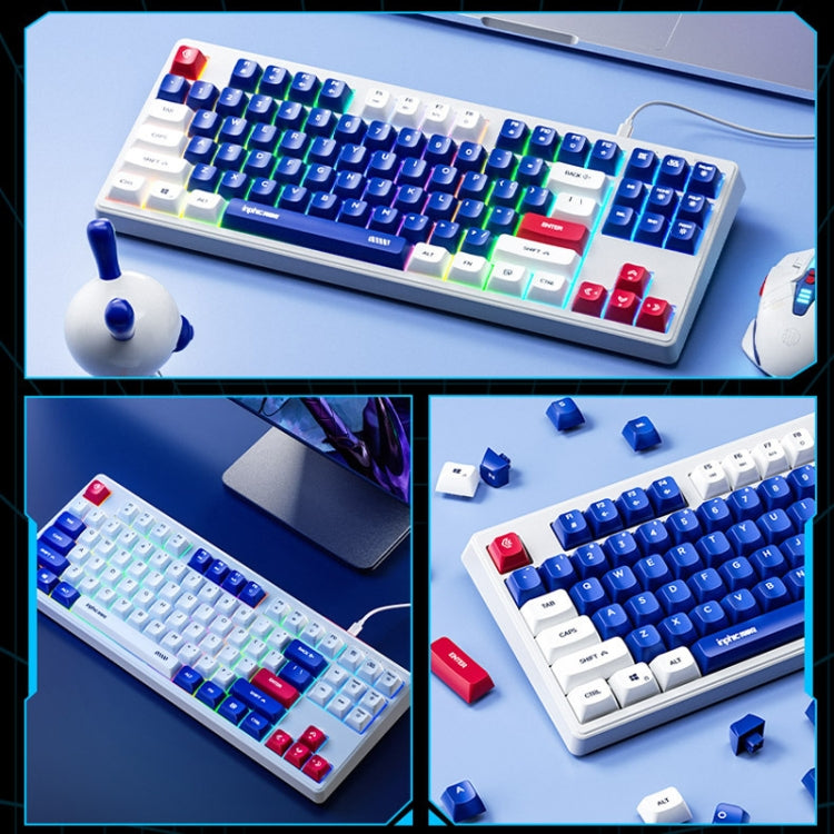 Inphic K902 Wired Keyboard 87 Keys Mute Light-up Mecha Office Home Gaming Computer Keyboard(White Blue) - Wired Keyboard by Inphic | Online Shopping UK | buy2fix