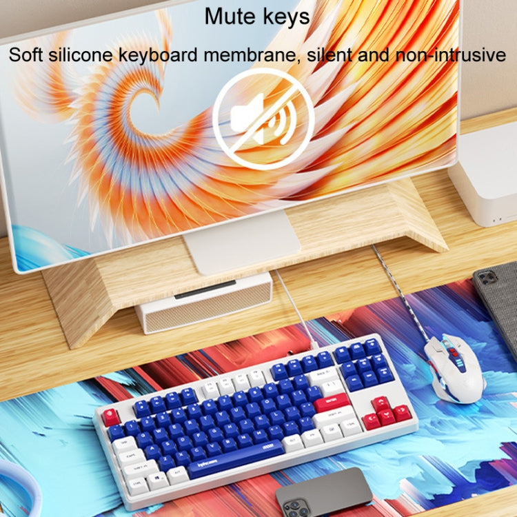 Inphic K902 Wired Keyboard 87 Keys Mute Light-up Mecha Office Home Gaming Computer Keyboard(White Blue) - Wired Keyboard by Inphic | Online Shopping UK | buy2fix