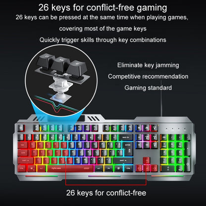 Inphic K2 104-Keys Wired Gaming Keyboard USB Quiet Office Metal Panel Mechanical Keyboard With 7 Color Backlit(Gray) - Wired Keyboard by Inphic | Online Shopping UK | buy2fix