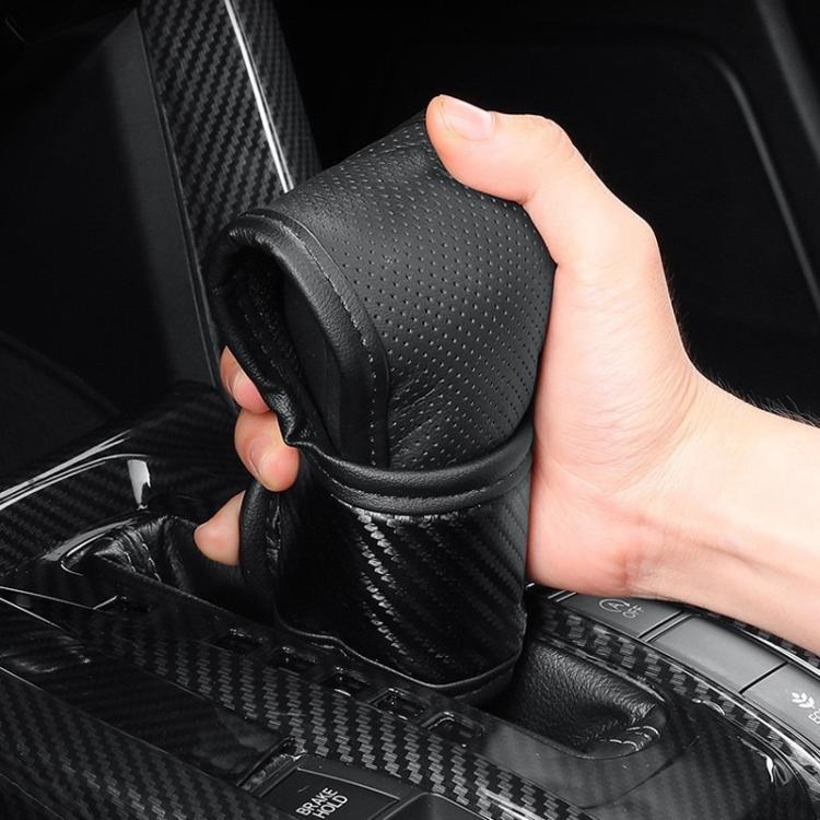 Car Automatic Universal Perforated Breathable Cowhide Side Opening Shift Cover, Style: A-Black - Shift Knob by buy2fix | Online Shopping UK | buy2fix