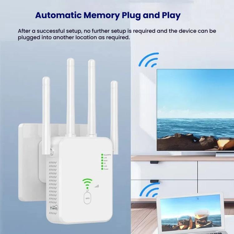 Urant U10 300Mbps 2.4G Wireless Repeater WiFi Signal Amplifier With 4 Antennas US Plug White - Broadband Amplifiers by Urant | Online Shopping UK | buy2fix