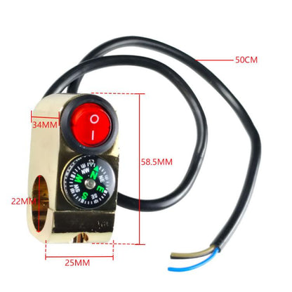 Motorbike Tap Handle Switch Compass Type Dual Flash High And Low Beam Spotlight Switch(Gold) - Electrical System by buy2fix | Online Shopping UK | buy2fix