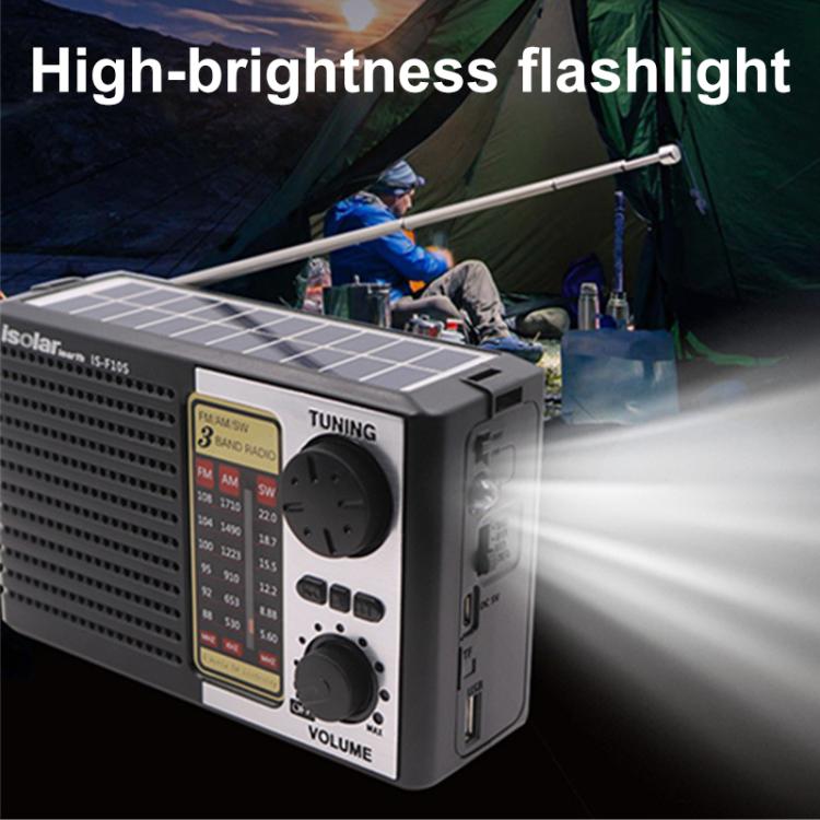 Isolariearth IS-F10S Solar Powered Full-Band FM / AM / SW Radio Bluetooth Speaker with Flashlight - Radio Player by Isolariearth | Online Shopping UK | buy2fix