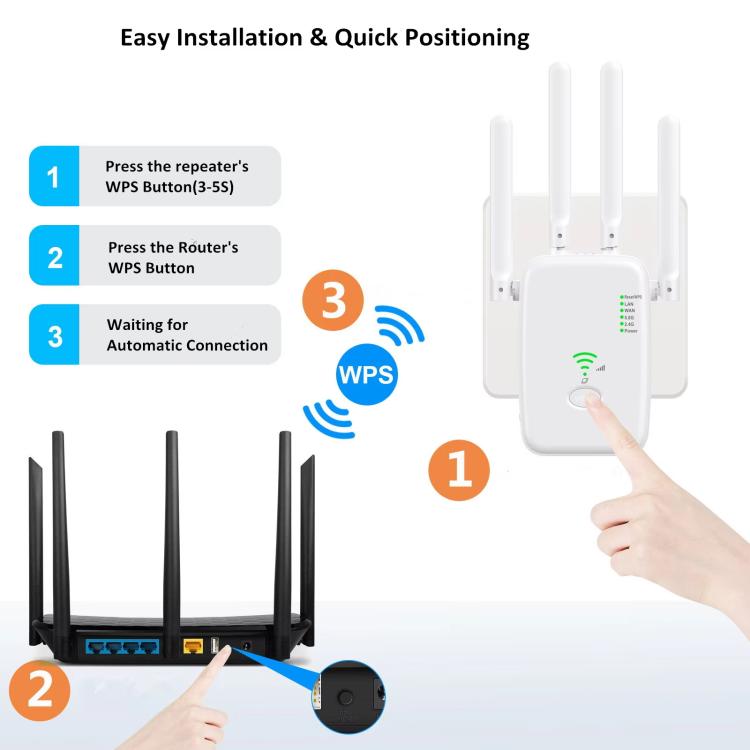 Urant U11 300Mbps 2.4G Wireless Repeater WiFi Signal Amplifier Support WPS Quick Setting UK Plug Black - Broadband Amplifiers by Urant | Online Shopping UK | buy2fix