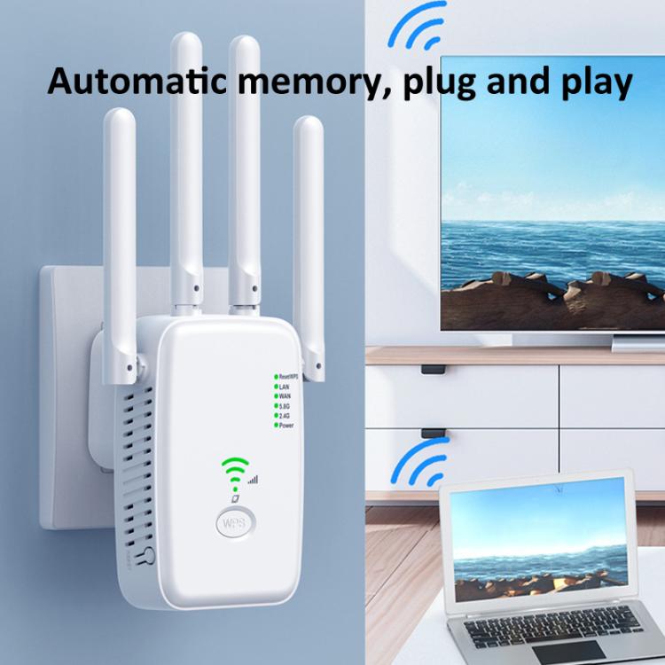 Urant U11 1200Mbps 2.4G&5.8G Wireless Repeater WiFi Signal Amplifier Support WPS Quick Setting US Plug White - Broadband Amplifiers by Urant | Online Shopping UK | buy2fix