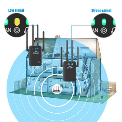 Urant U9 300Mbps 2.4G Wireless Repeater WiFi Signal Amplifier Support WPS Quick Setting EU Plug Black - Broadband Amplifiers by Urant | Online Shopping UK | buy2fix