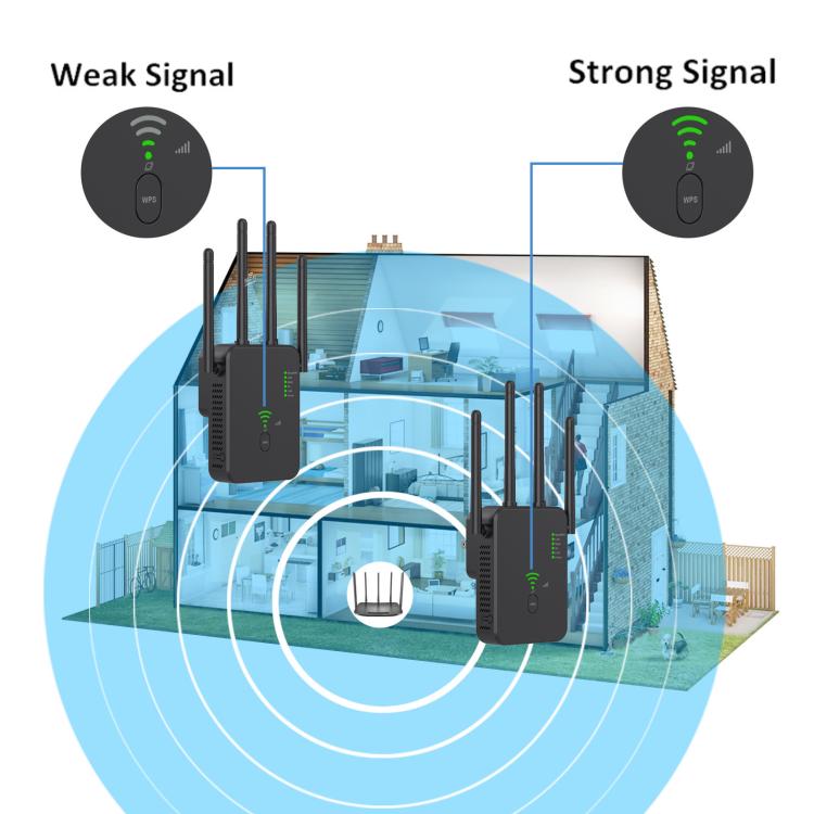 Urant U10 1200Mbps 2.4G & 5.8G Wireless Repeater WiFi Signal Amplifier With 4 Antenna US Plug White - Broadband Amplifiers by Urant | Online Shopping UK | buy2fix