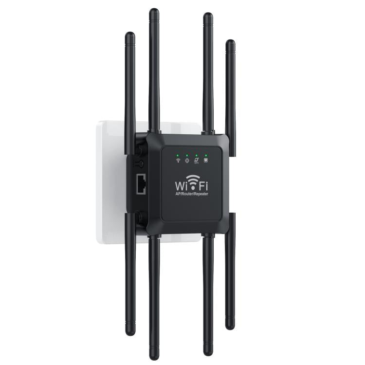 U18 300Mbps 2.4G Wireless Repeater WiFi Signal Amplifier With 8 Antennas US Plug Black - Broadband Amplifiers by buy2fix | Online Shopping UK | buy2fix