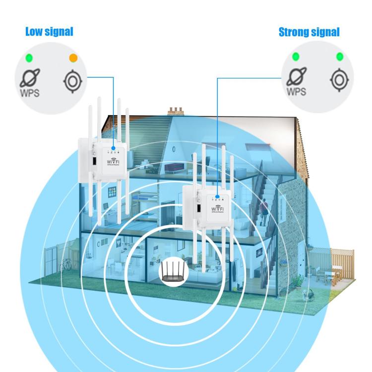 U18 300Mbps 2.4G Wireless Repeater WiFi Signal Amplifier With 8 Antennas US Plug Black - Broadband Amplifiers by buy2fix | Online Shopping UK | buy2fix