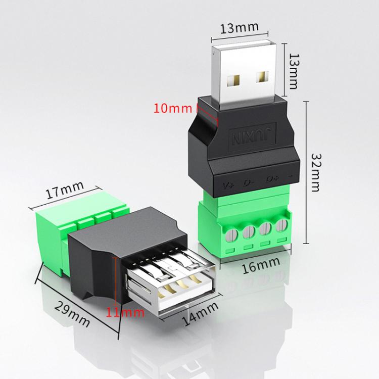 JUXIN USB2.0 Plug Adapter Type-A to 4 Pin Screw Terminal Block Connector, Spec: Female - Cable & Adapters by buy2fix | Online Shopping UK | buy2fix