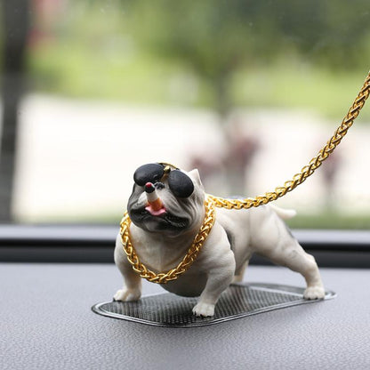 Car Bully Dog Car Center Console Accessories Social Dog Decoration Supplies Car Interior Ornaments(White) - Ornaments by buy2fix | Online Shopping UK | buy2fix