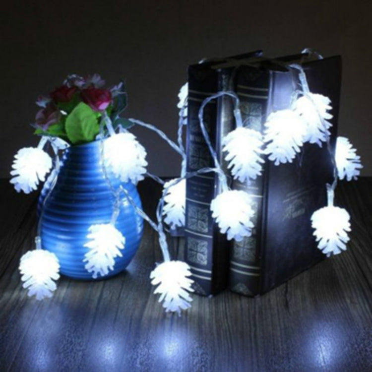 20 LEDs Solar Powered Pine Cone Outdoor Energy Saving Holiday Wedding Decoration String Light Garden Landscape Lamp(White Light) - Solar Lights by buy2fix | Online Shopping UK | buy2fix