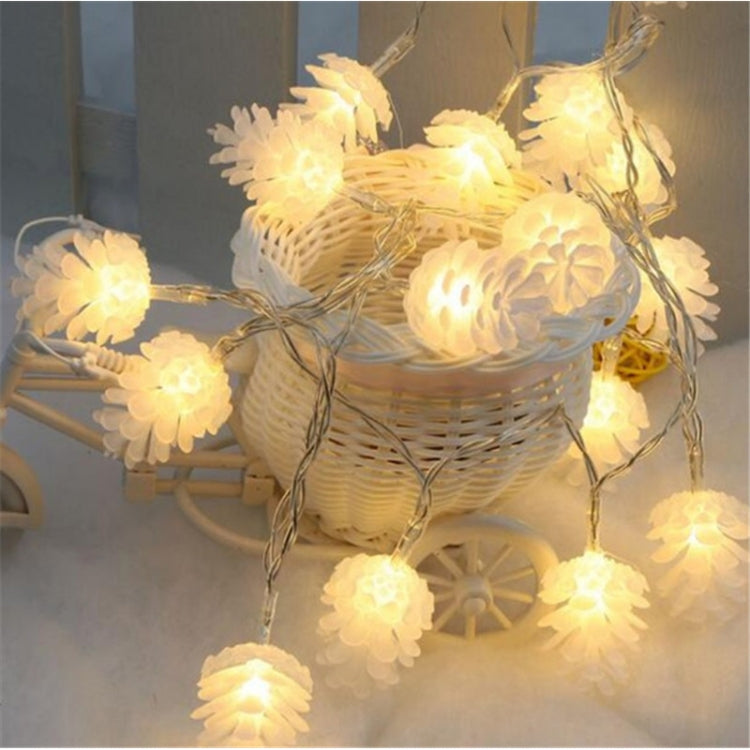 20 LEDs Solar Powered Pine Cone Outdoor Energy Saving Holiday Wedding Decoration String Light Garden Landscape Lamp(White Light) - Solar Lights by buy2fix | Online Shopping UK | buy2fix