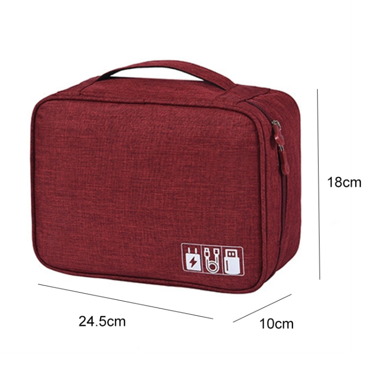 Digital Cable Bag Men Portable Travel Gadgets Pouch Power Cord Charger Headset Organizer(Wine red) - Storage Bags by buy2fix | Online Shopping UK | buy2fix