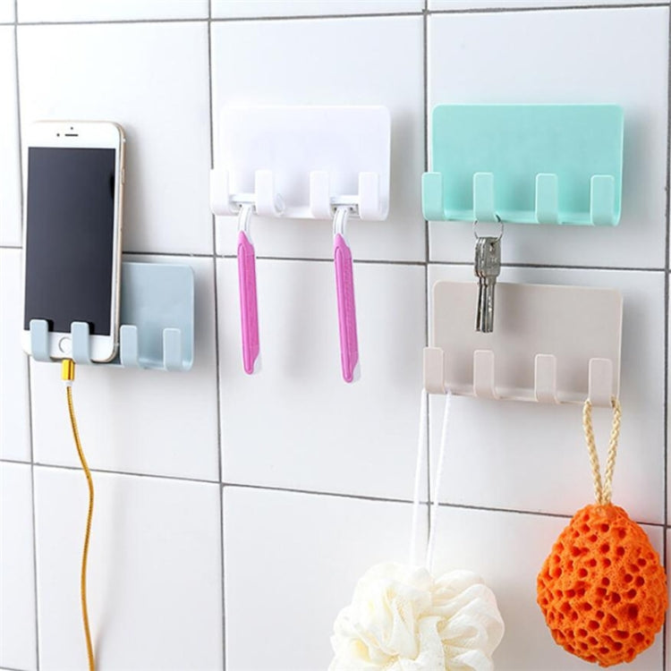 Practical Wall Sticking Phone Charging Holder Socket Strong Sticky Adhesive Sopport Rack Shelf With Hooks(Pink) - Shelf & Hooks by buy2fix | Online Shopping UK | buy2fix