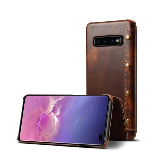 Oil Wax Cowhide Horizontal Flip Leather Case for Galaxy S10+, with Card Slots & Wallet - Galaxy Phone Cases by Denior | Online Shopping UK | buy2fix