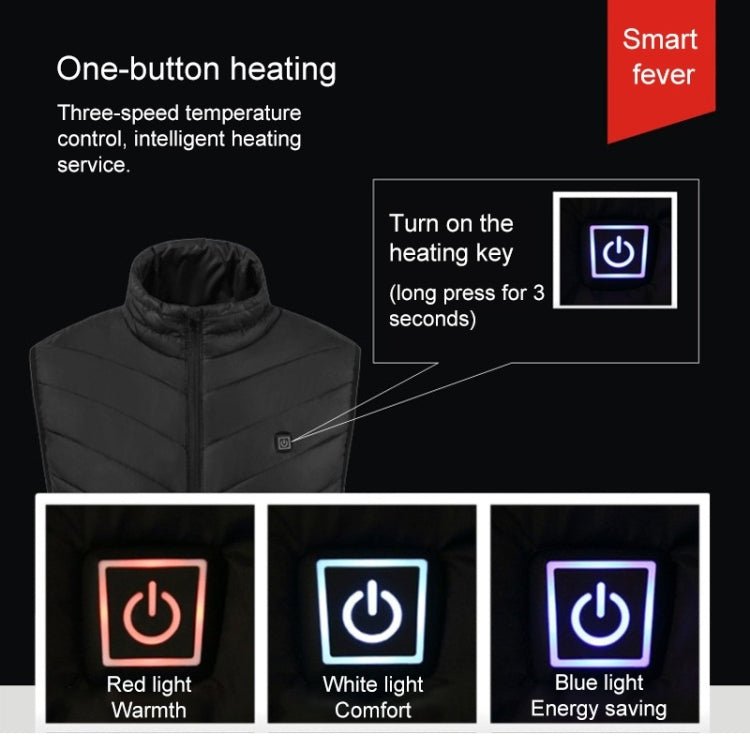 USB Security Smart Constant Temperature Fever Men Stand Collar Cotton Vest (Color:Black Size:XL) - Down Jackets by buy2fix | Online Shopping UK | buy2fix