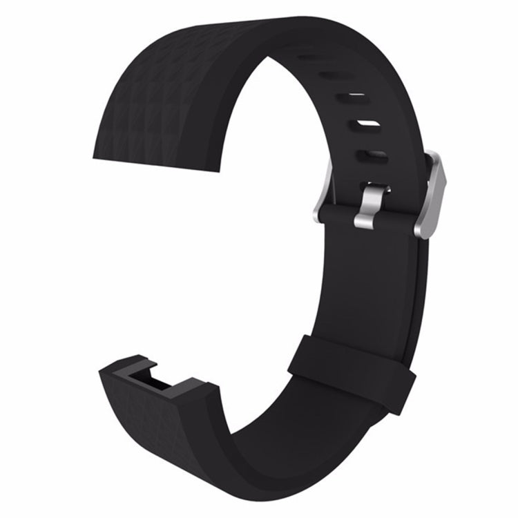 For Fitbit Charger 2 Bracelet Watch Diamond Texture TPU Watch Band, Full Length: 23cm(Black) - Watch Bands by buy2fix | Online Shopping UK | buy2fix