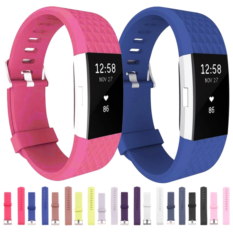 For Fitbit Charger 2 Bracelet Watch Diamond Texture TPU Watch Band, Full Length: 23cm(Magenta) - Watch Bands by buy2fix | Online Shopping UK | buy2fix