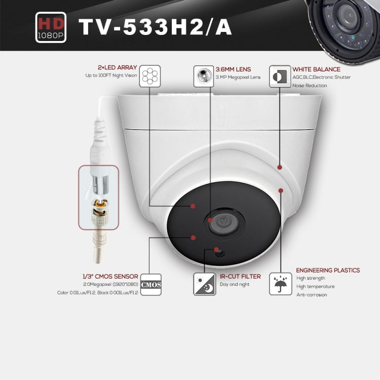 533A CE & RoHS Certificated Waterproof 3.6mm 3MP Lens AHD Camera with 2 IR LED Arrays, Support Night Vision & White Balance - Security by buy2fix | Online Shopping UK | buy2fix