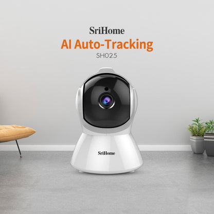 SriHome SH025 2.0 Million Pixels 1080P HD AI Auto-tracking IP Camera, Support Two Way Audio / Motion Tracking / Humanoid Detection / Night Vision / TF Card, EU Plug - Security by SriHome | Online Shopping UK | buy2fix