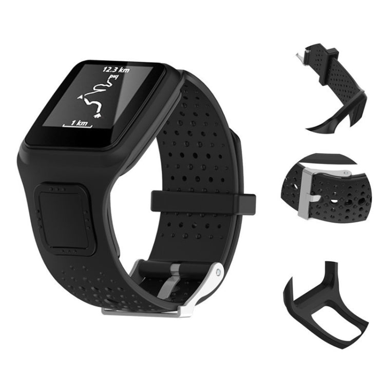 Silicone Sport Watch Band for TomTom 1 Series Runner / Cardio(Black) - Smart Wear by buy2fix | Online Shopping UK | buy2fix