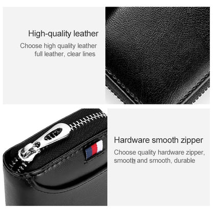 KB155 Antimagnetic RFID Zipper Leather Large-capacity Cards Holder Wallet(Black) - Home & Garden by buy2fix | Online Shopping UK | buy2fix