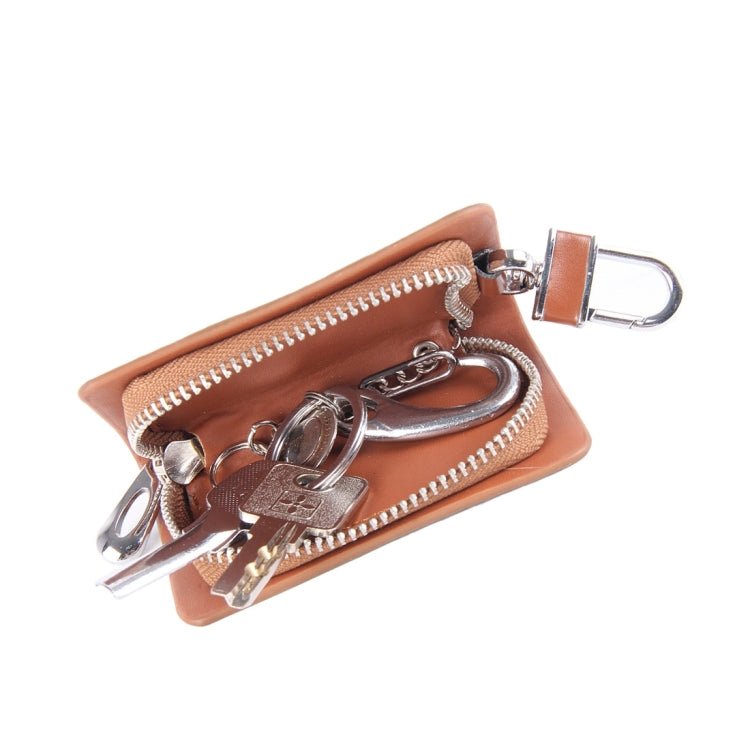 Universal Leather Flash Powder Texture Waist Hanging Zipper Wallets Key Holder Bag (No Include Key)(Brown) - Car Key Cases by buy2fix | Online Shopping UK | buy2fix