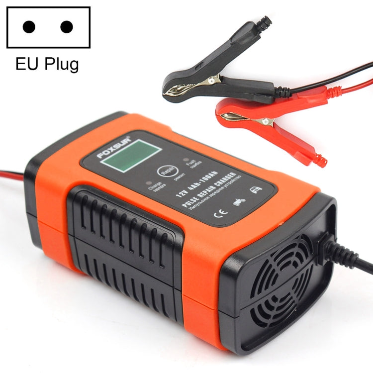 FOXSUR 12V 6A Intelligent Universal Battery Charger for Car Motorcycle, Length: 55cm, EU Plug(Red) - Battery Charger by FOXSUR | Online Shopping UK | buy2fix