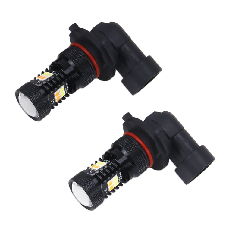 2 PCS 9005/HB3 DC 12V 5W 350LM Auto Car Fog Lights with 16 SMD-3030 LED Bulbs, White + Yellow Light - Fog / Driving Lights by buy2fix | Online Shopping UK | buy2fix