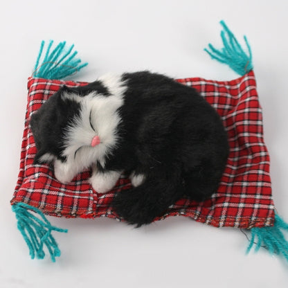 Lovely Simulation Animal Doll Plush Sleeping Cats Toy Cat Mat Doll Decorations Stuffed Toys Car Decoration Crafts, Mat Size: 19*13cm, Cat Size: 14*11cm - Ornaments by buy2fix | Online Shopping UK | buy2fix