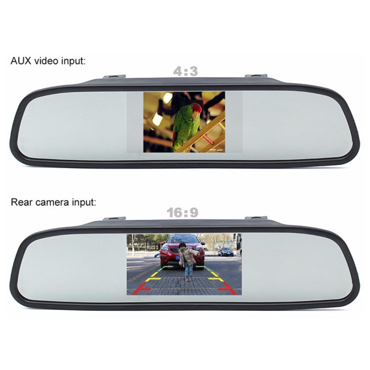 PZ603 Car Video Monitor HD Auto Parking LED Night Vision CCD Reverse Rear View Camera with 4.3 inch Car Rear View Mirror - In Car by buy2fix | Online Shopping UK | buy2fix