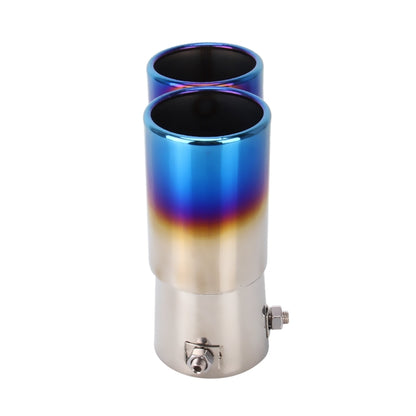 Universal Car Styling Stainless Steel Straight Double Outlets Exhaust Tail Muffler Tip Pipe(Blue) - In Car by buy2fix | Online Shopping UK | buy2fix