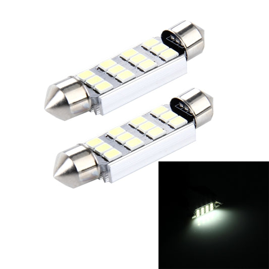 2 PCS 3.5W 250 LM 6000K 41MM 12 SMD-2835 LEDs Bicuspid Port Decoding Car Dome Lamp LED Reading Light, DC 12V(White Light) - Dome Lights by buy2fix | Online Shopping UK | buy2fix