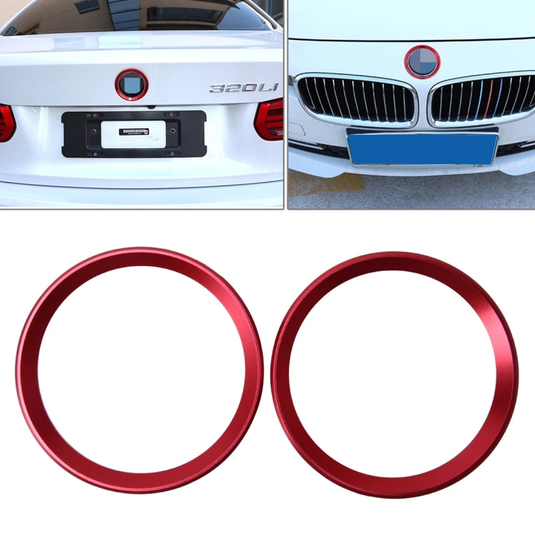 2 PCS Car Logo Decorative Circle Steering Wheel Decoration Ring Sticker Logo Car Styling Modification Car Front Logo Ring Decoration Rear Cover Trim Hood Emblem Rings for BMW 5 Series(Red) - Decoration Rings by buy2fix | Online Shopping UK | buy2fix