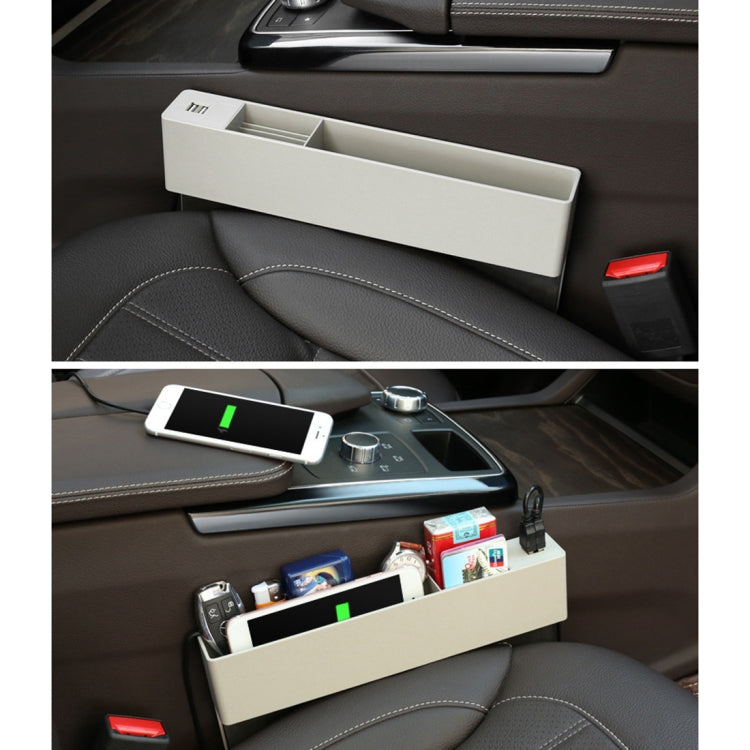 Universal Car Multi-functional Charger Console Side Pocket Seat Gap Side Storage Box, with 2 USB Ports(Grey) - Stowing Tidying by buy2fix | Online Shopping UK | buy2fix