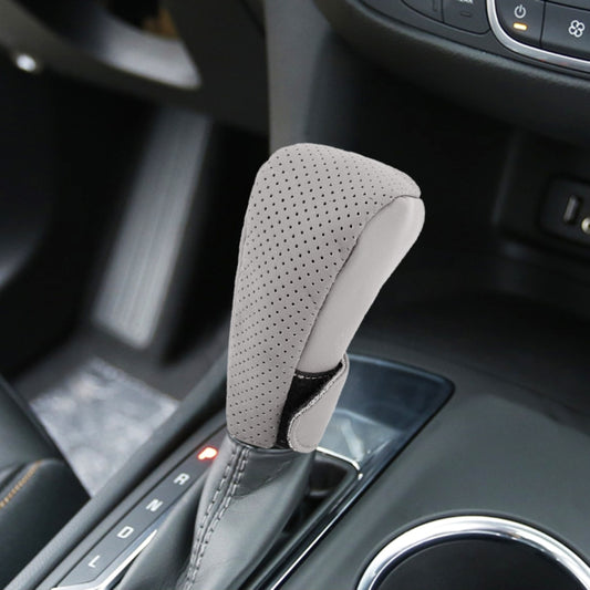 Universal Nonslip Breathable Genuine Leather Car Gear Shift Knob Cover(Grey) - Shift Knob by buy2fix | Online Shopping UK | buy2fix