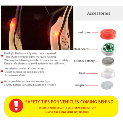 2 PCS Car Door Magnetic Warning Strobe Light Lamp(White Light) - In Car by buy2fix | Online Shopping UK | buy2fix