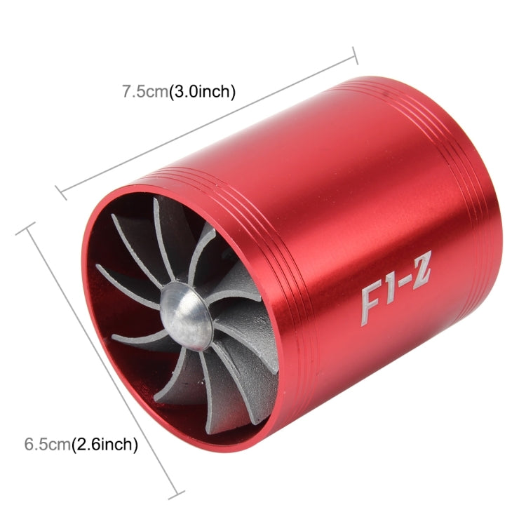 F1-Z Car Stainless Universal Supercharger Dual Double Turbine Air Intake Fuel Saver Turbo Turboing Charger Fan Set kit(Red) - In Car by buy2fix | Online Shopping UK | buy2fix