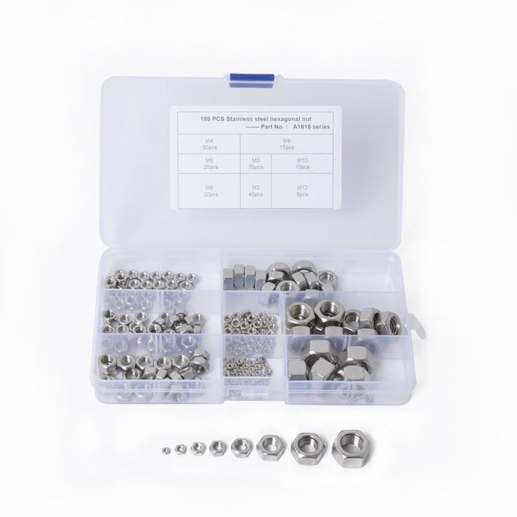 185 PCS Car 304 Stainless Steel Hexagon Socket Screws Assortment Kit M2-M12 - In Car by buy2fix | Online Shopping UK | buy2fix