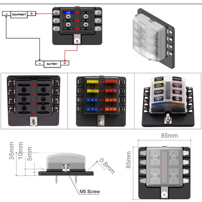 1 in 8 Out Fuse Box PC Terminal Block Fuse Holder Kits with LED Warning Indicator for Auto Car Truck Boat - In Car by buy2fix | Online Shopping UK | buy2fix