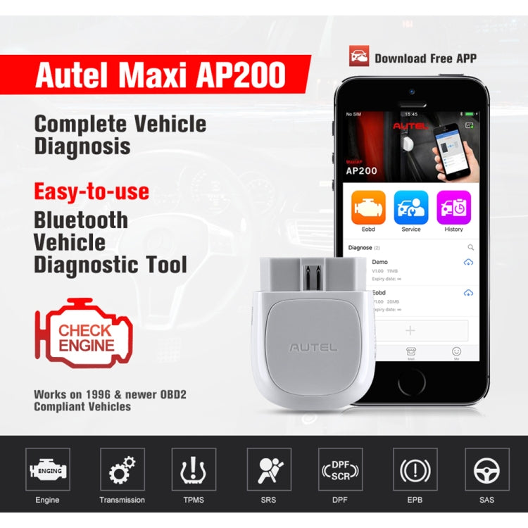 AUTEL AP200 Car OBD2 Fault Detector Diagnostic Scanner Tool - Code Readers & Scan Tools by AUTEL | Online Shopping UK | buy2fix