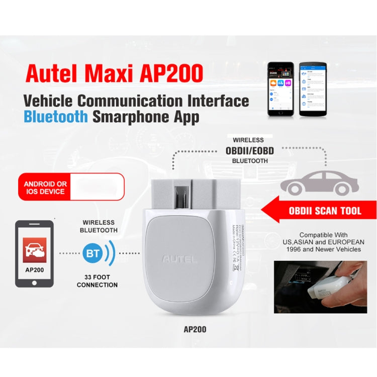 AUTEL AP200 Car OBD2 Fault Detector Diagnostic Scanner Tool - Code Readers & Scan Tools by AUTEL | Online Shopping UK | buy2fix